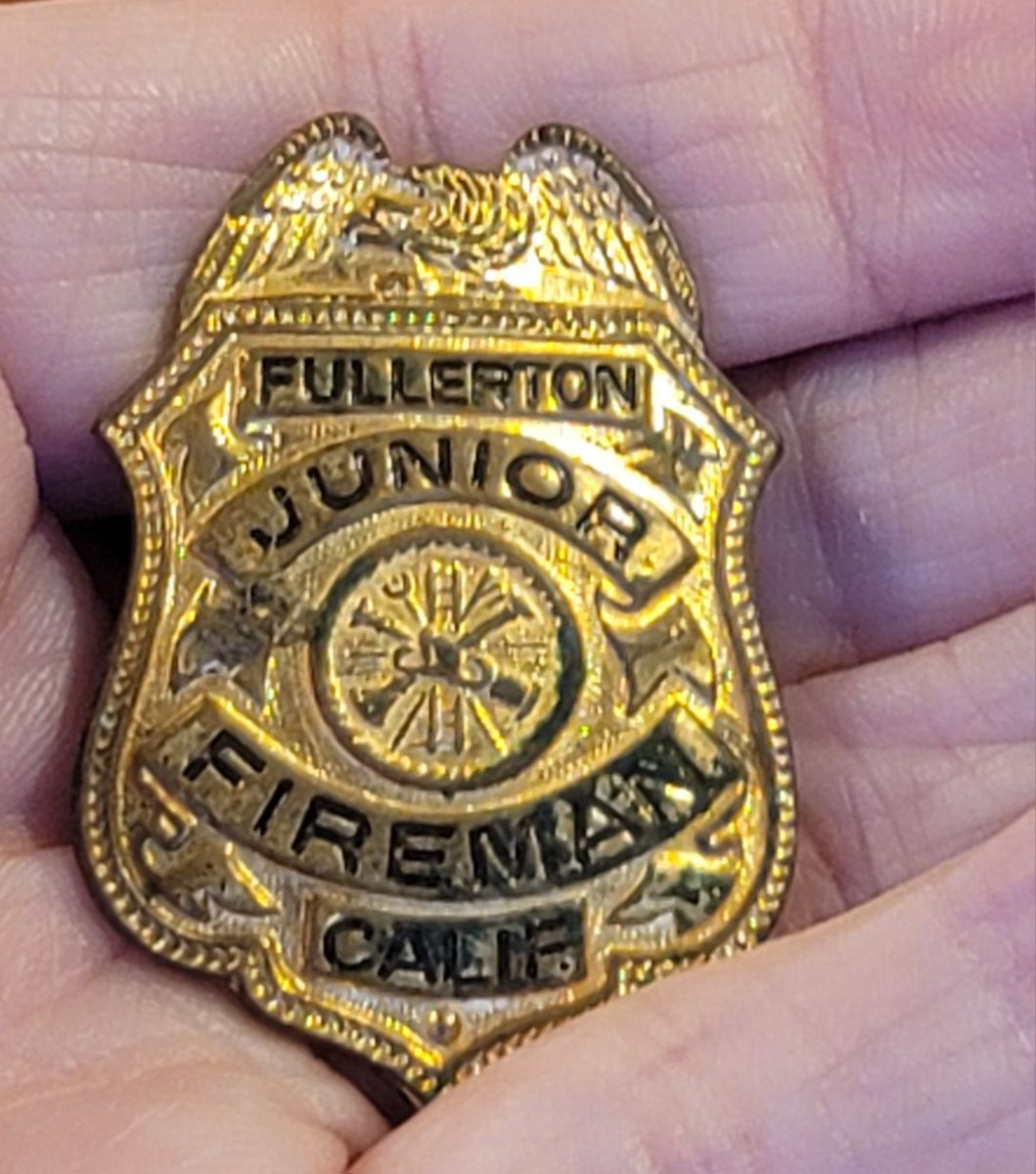 Vintage Fuller California Junior Firefighter Badge Pin