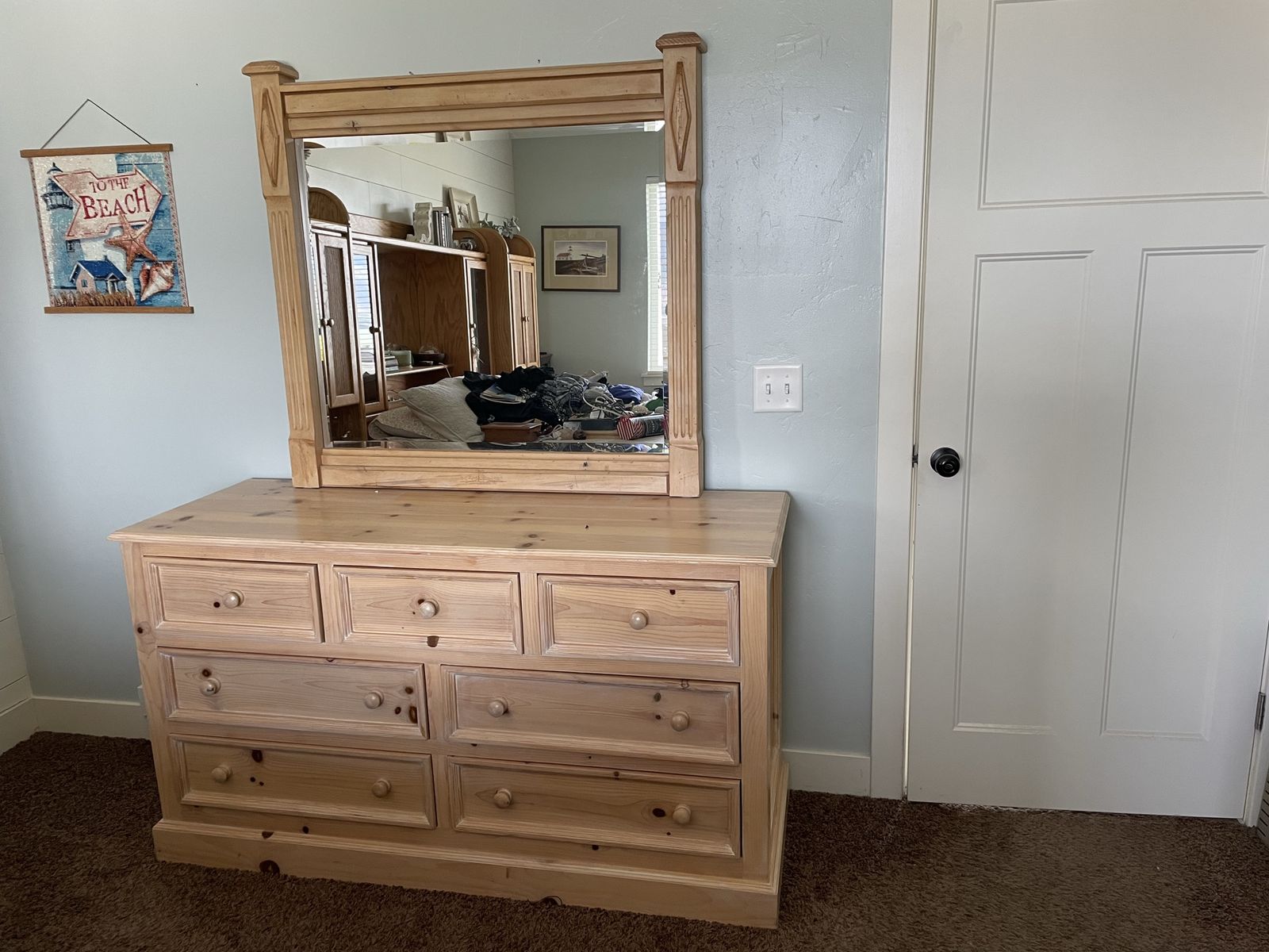 Wooden Dresser with Matching Mirror