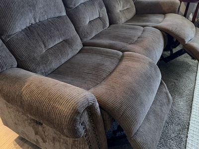 Couch, with electric recliners with footrests, brown