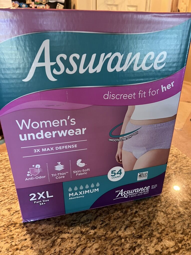 Assurance Womens Disposable Underwear 3x Mac 54ct