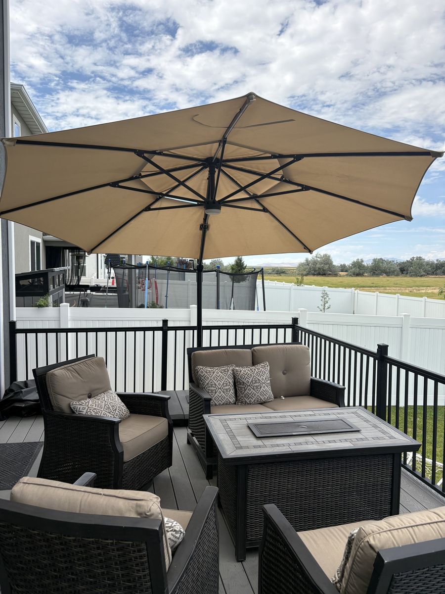 Patio set with fire pit