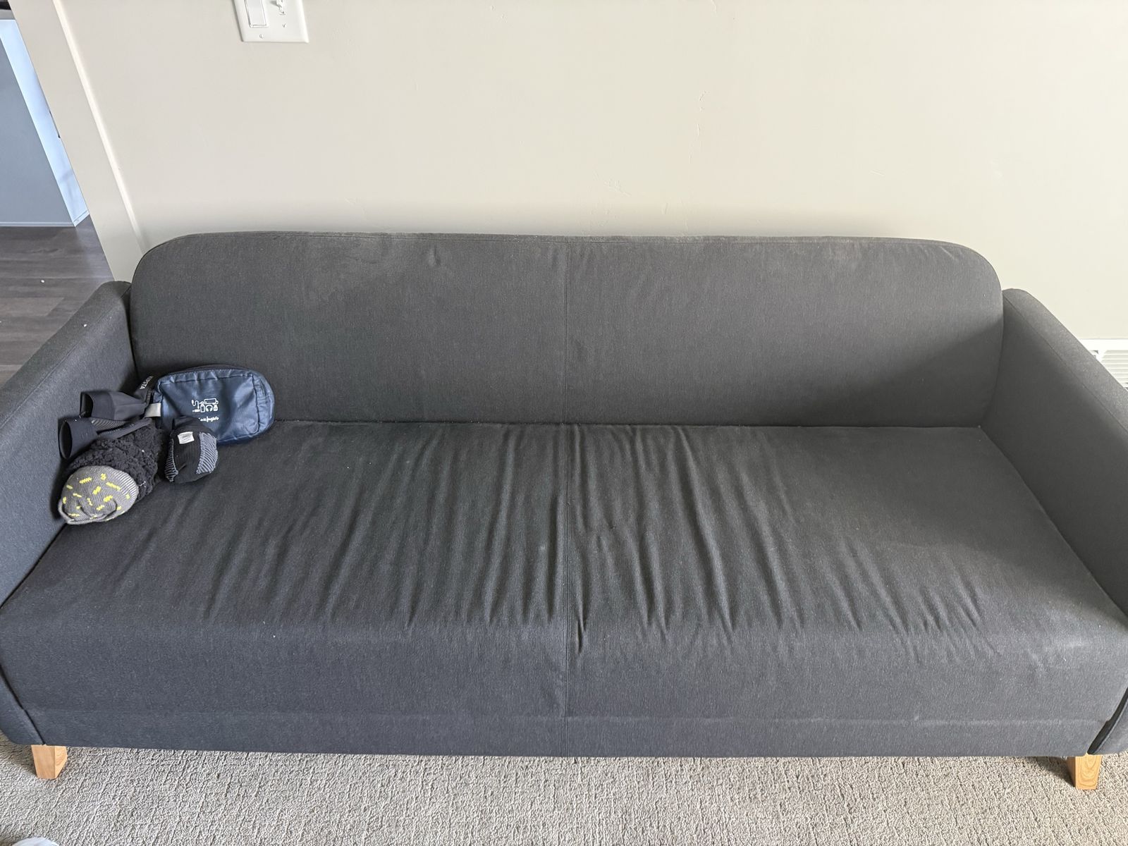 IKEA FRIHETEN Sleeper Sofa - Gray Fabric Convertible Couch with Storage