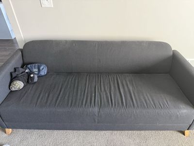 IKEA FRIHETEN Sleeper Sofa - Gray Fabric Convertible Couch with Storage
