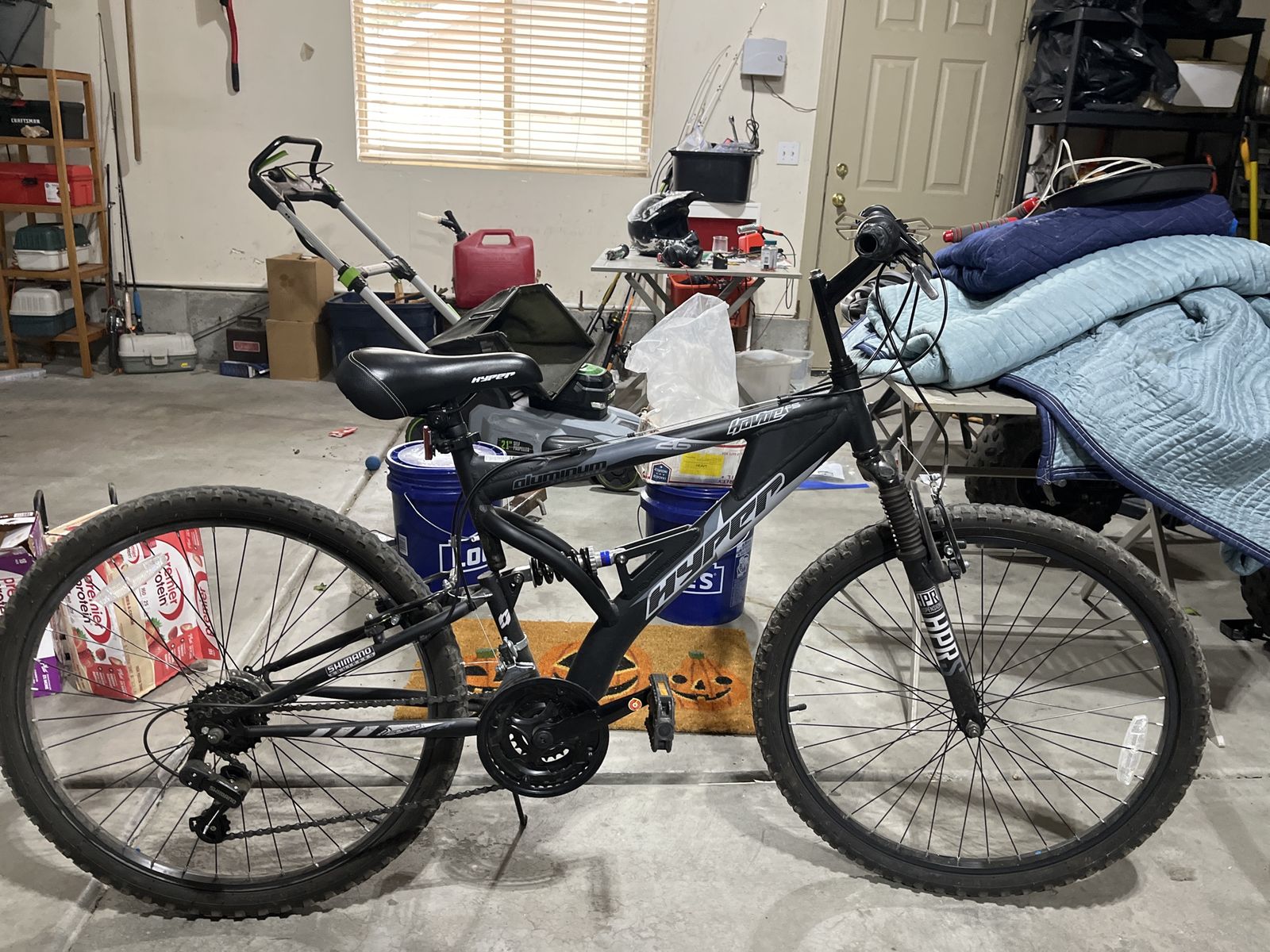 Hyper Havoc 26" Men's Mountain Bike - Full Suspension, 21-Speed, Black/Gray Aluminum