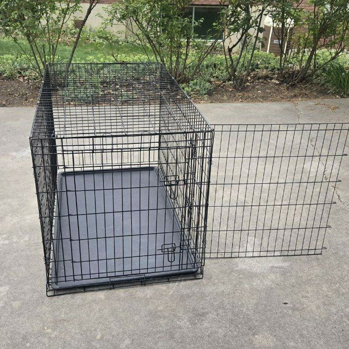 48" XXL Metal Dog Kennel Cage Crate Folds 2 Doors