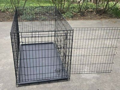 48" XXL Metal Dog Kennel Cage Crate Folds 2 Doors