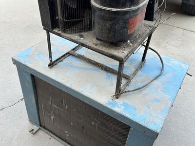 Blue Commercial A/C Air Conditioning Unit With Condenser, Untested, Selling Them As Is For Parts or Repair