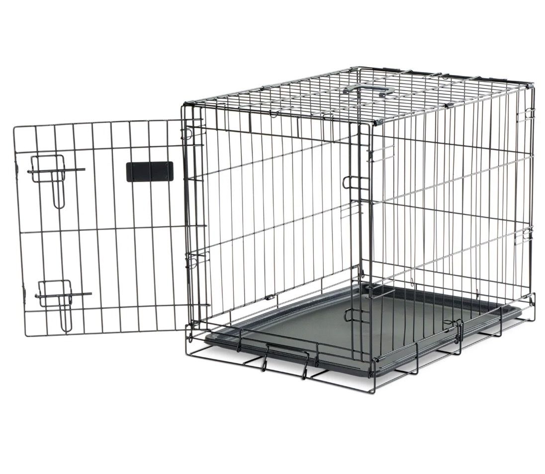 Metal Wire Pet Dog Crate with Removable Plastic Tray