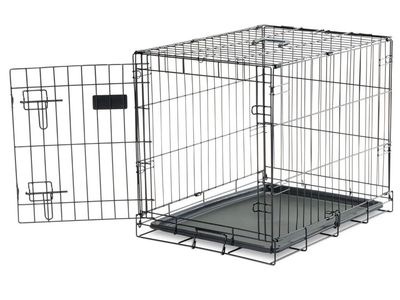 Metal Wire Pet Dog Crate with Removable Plastic Tray