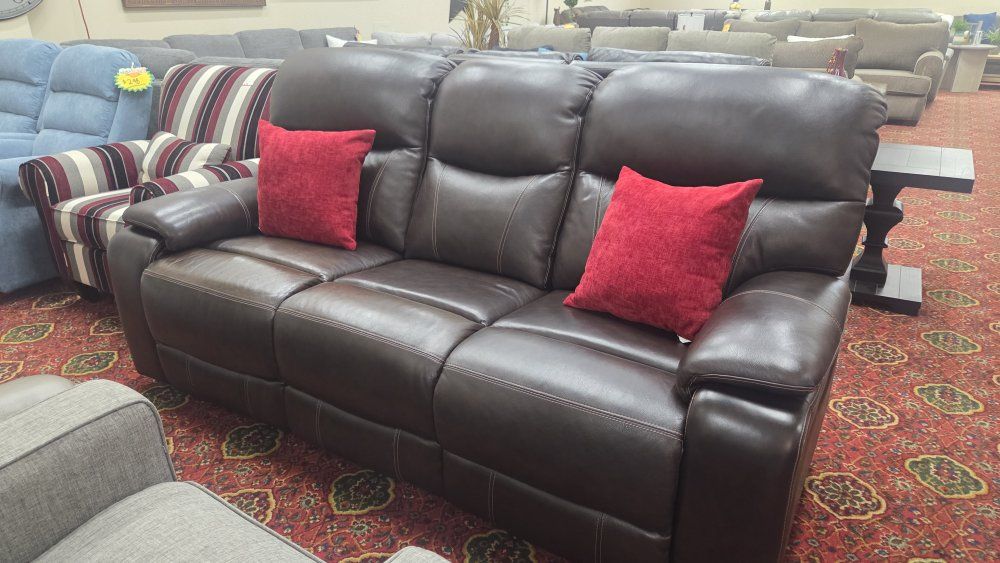 🤎 Brown Leather Power Recliner Sofa