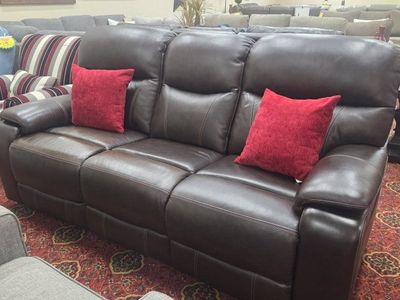 🤎 Brown Leather Power Recliner Sofa