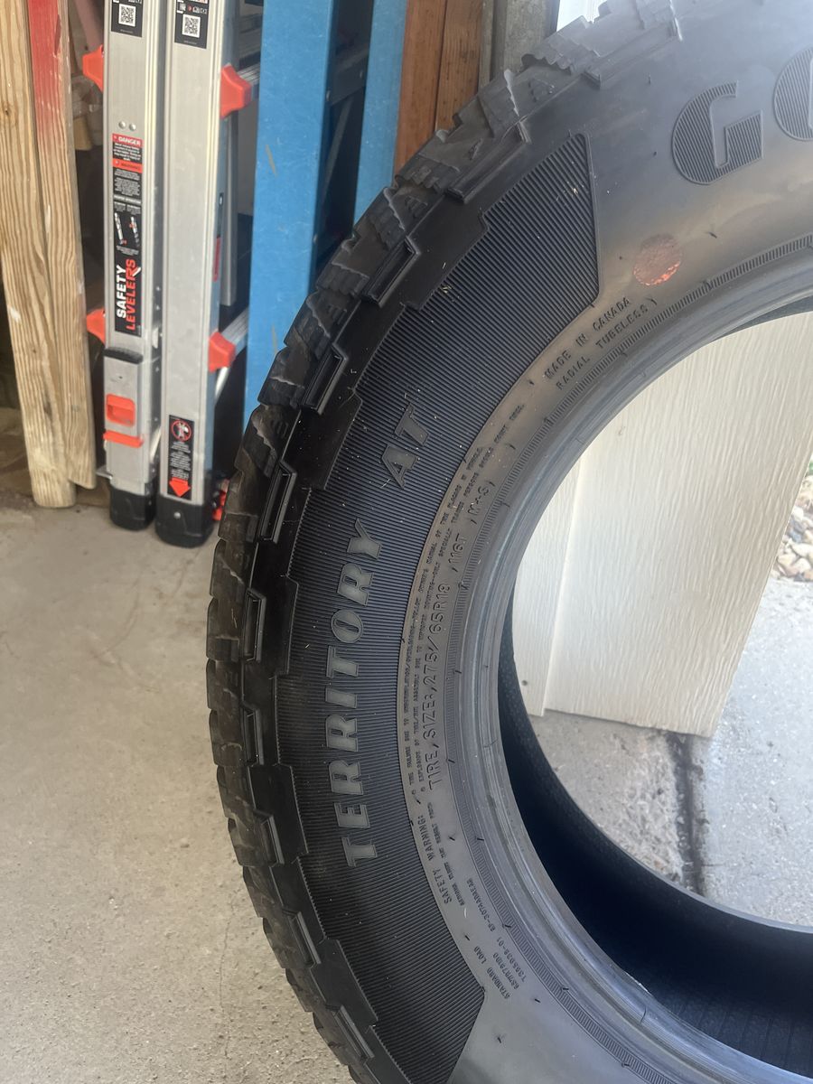 Nearly new Goodyear Wrangler Territory AT tires