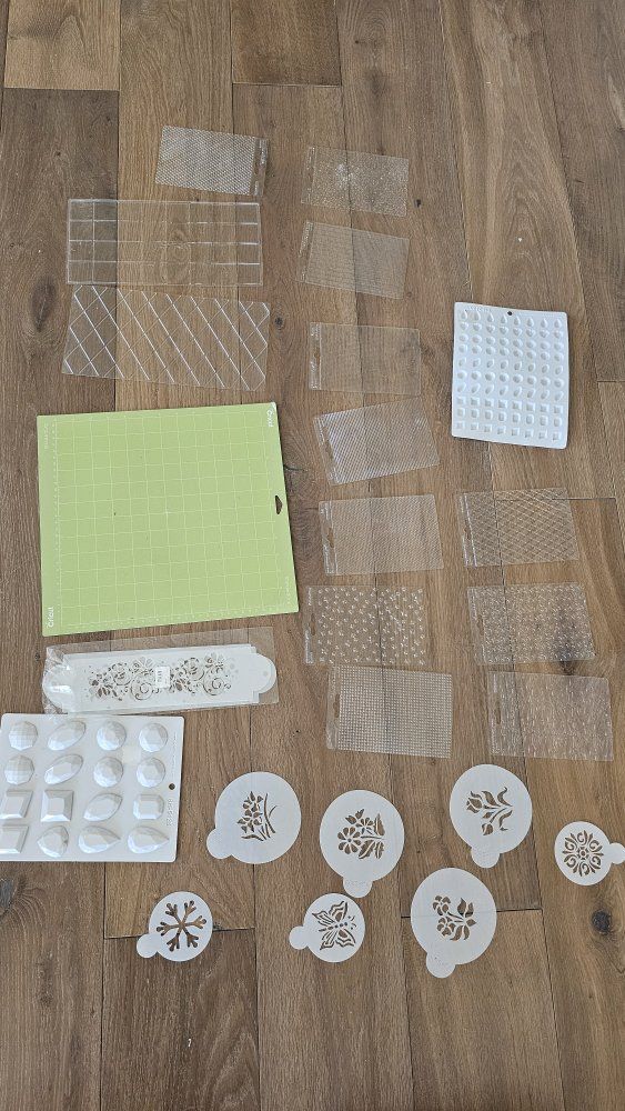 Assorted Crafting Stencils & Embossing Folders - Floral, Geometric, Baking Decor