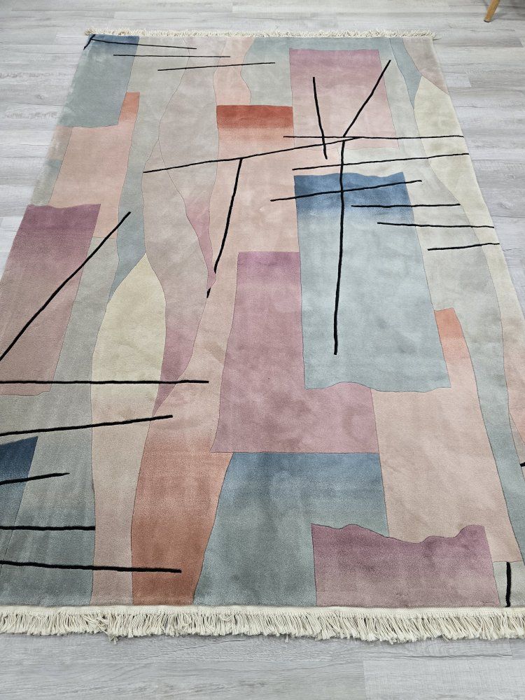 Fun Modern Handwoven Wool Rug, ~6x9