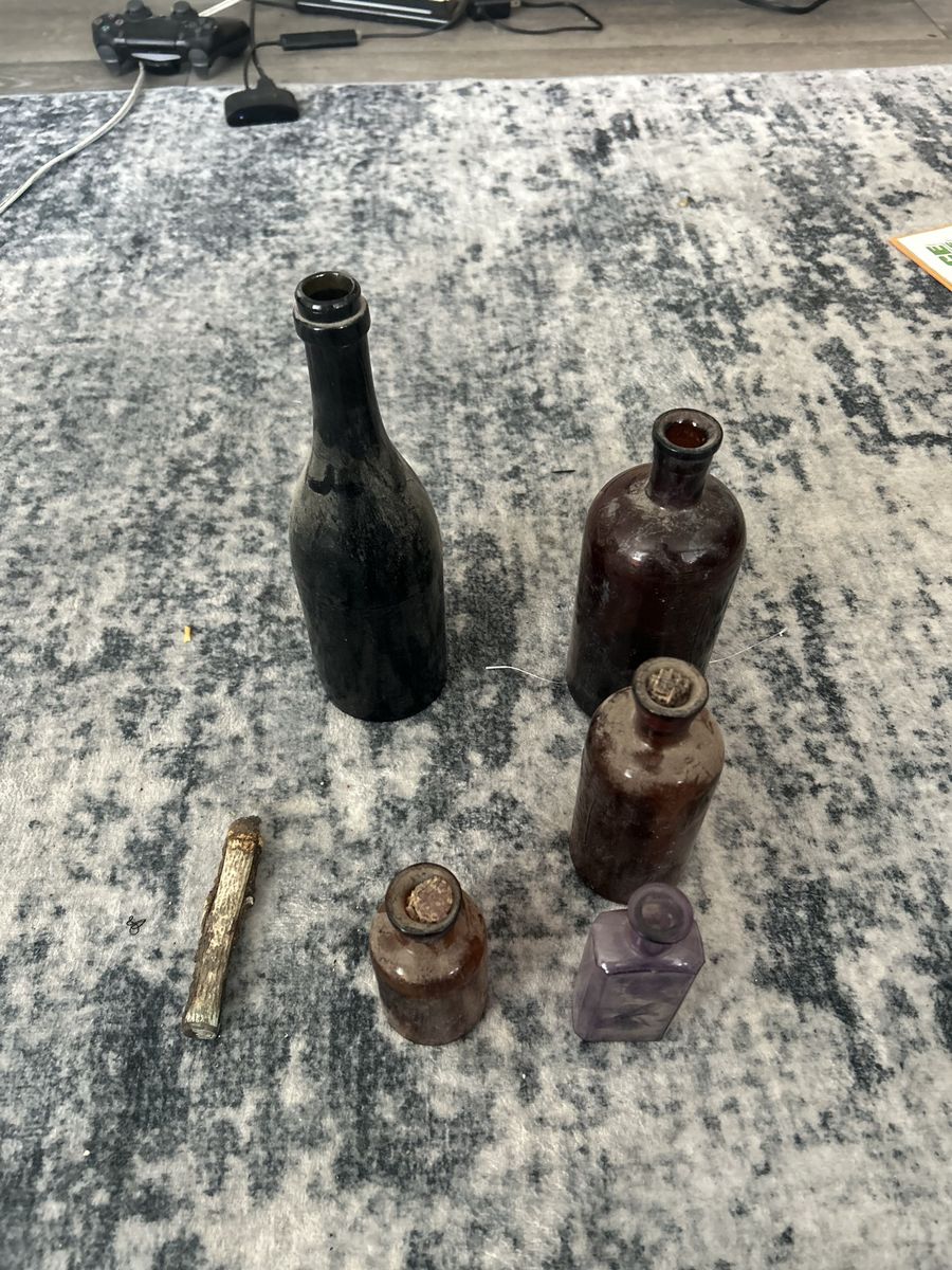 Old bottles and an old knife
