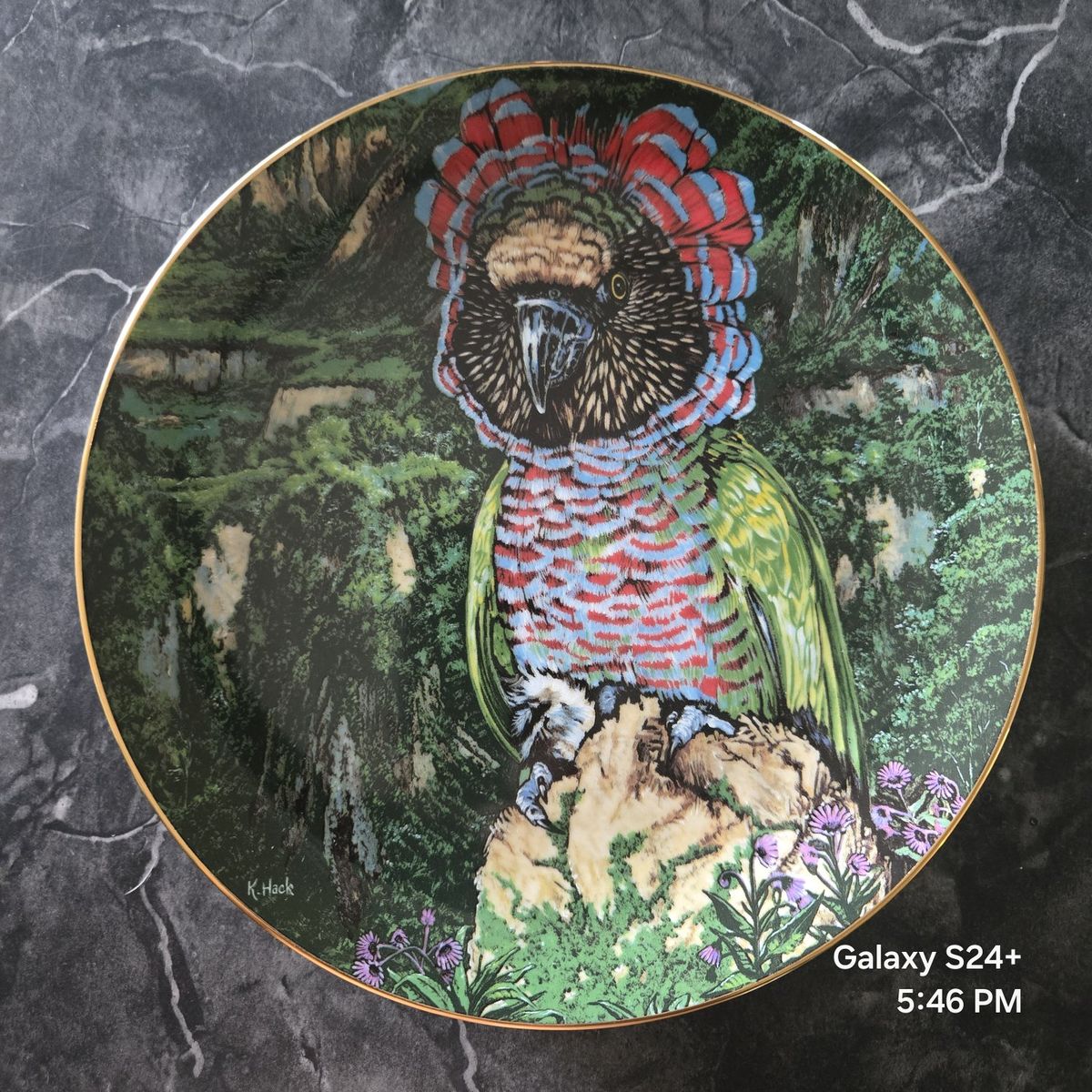 Red-Fan Parrot Limited Edition Plate by Komod H. Hack from The Exotic Birds of Tropique