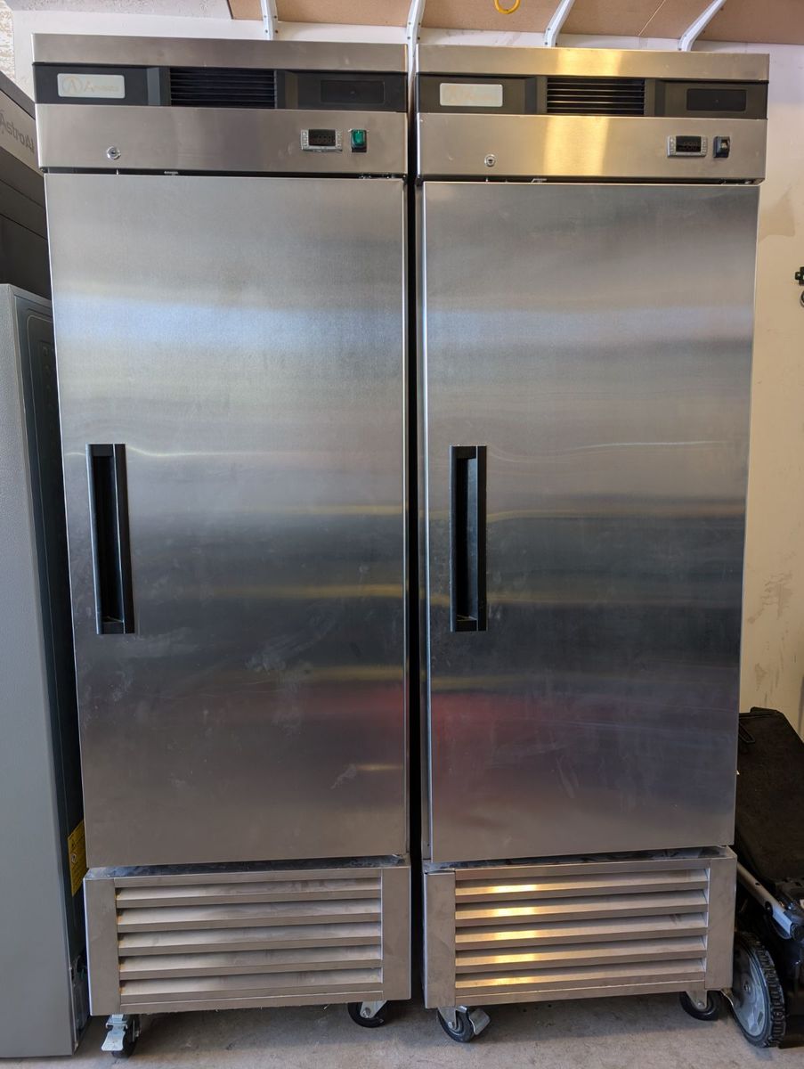 2 x Arvesta Stainless Steel Commercial Reach-In Refrigerator Freezer