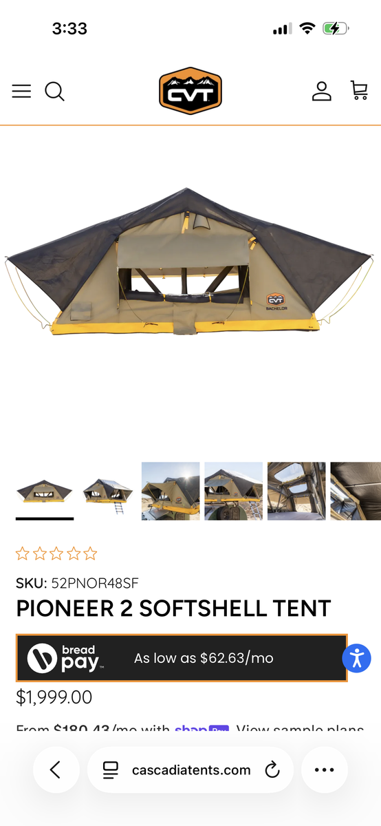 CVT Pioneer Roof Top Tent