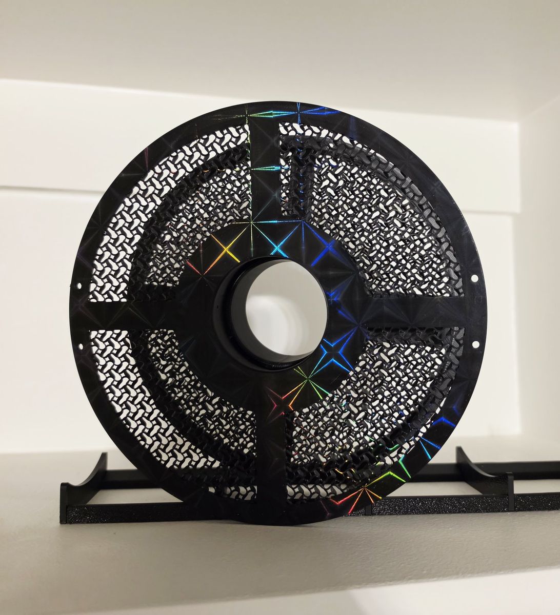 Black 3D Printed Filament Spool for refills - 1KG Size, Holographic Accents.