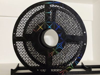 Black 3D Printed Filament Spool for refills - 1KG Size, Holographic Accents.