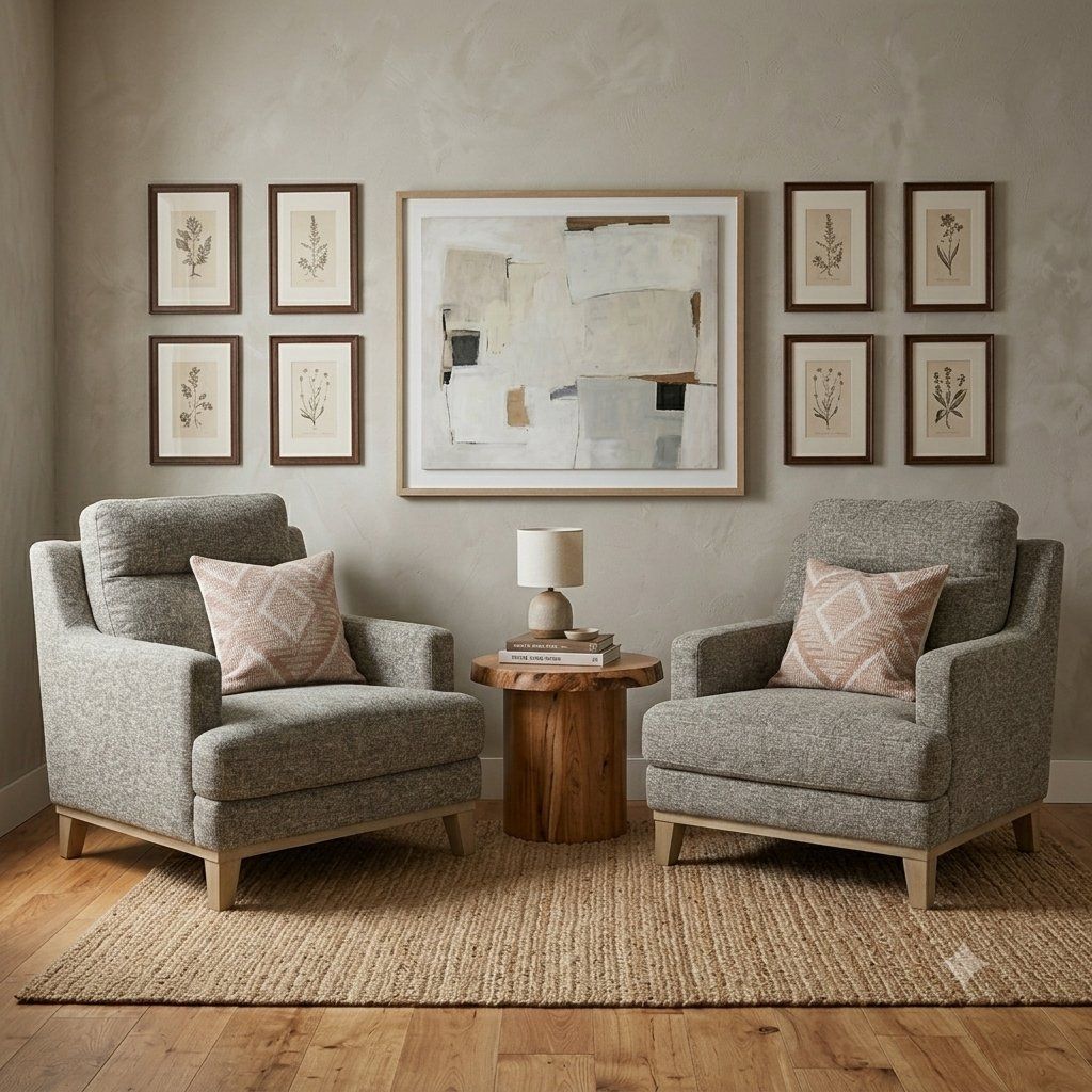 ​Pair of Classic Black and White Tweed Club Chairs – Modern Style
