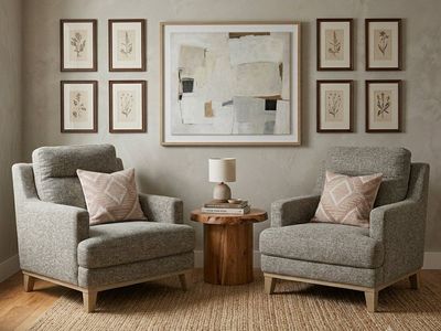 Pair of Classic Black and White Tweed Club Chairs – Modern Style