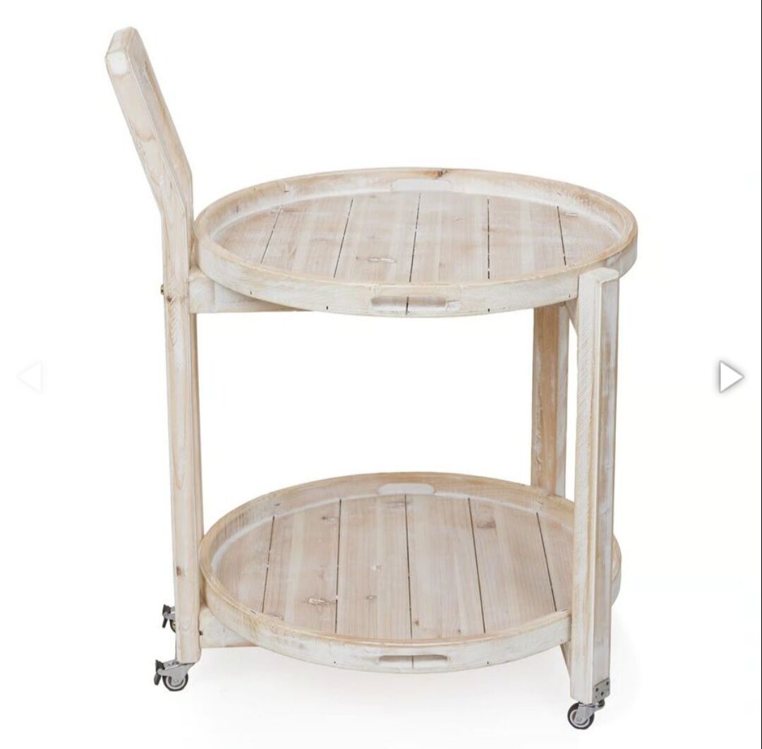 NEW Alpine rustic Wood 2 Tier Rolling Cart