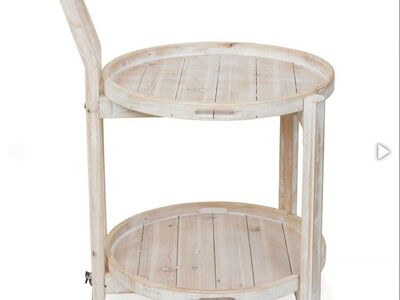 NEW Alpine rustic Wood 2 Tier Rolling Cart