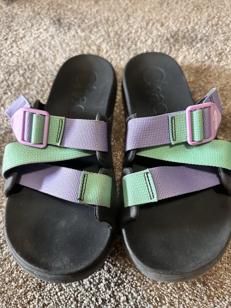 Chaco Women's Chillos Slide Sandals Size 9 Purple Green Adjustable Straps