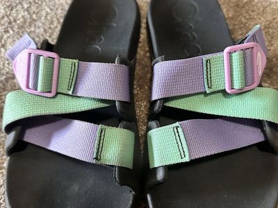 Chaco Women's Chillos Slide Sandals Size 9 Purple Green Adjustable Straps