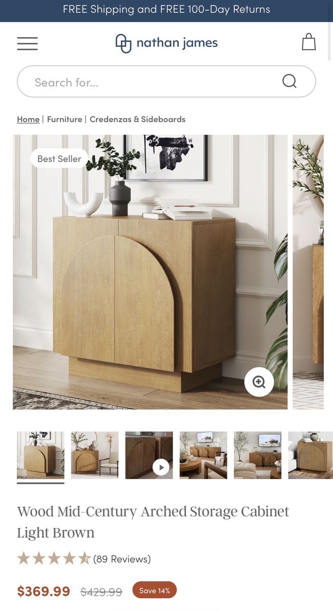 Nathan James Wood Arched Storage Cabinet