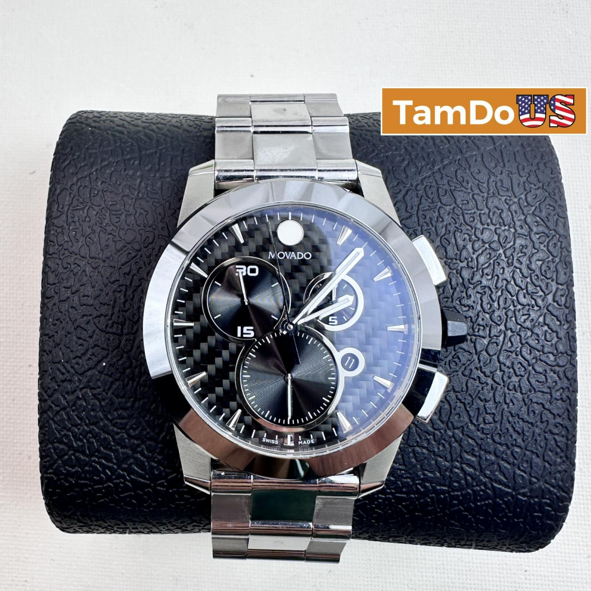 Movado $2495 Vizio Chronograph Men’s Watch, 45mm Carbon Fiber Dial