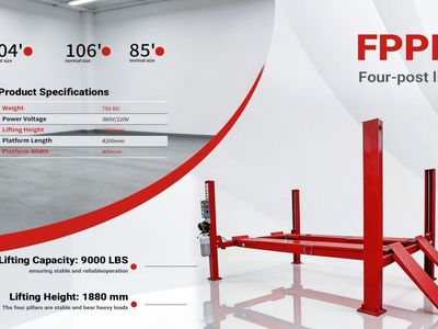 FPPL 9000 LB 4-Post Vehicle Lift - 380V/220V Power, 1880mm Lifting Height, Red