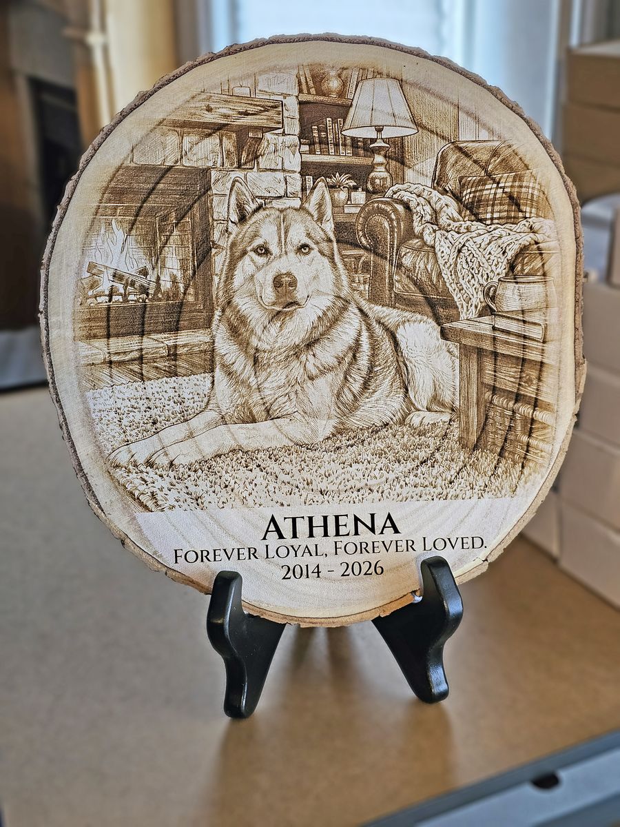 Personalized Pet Memorial Wood Slice Photo Engraving
