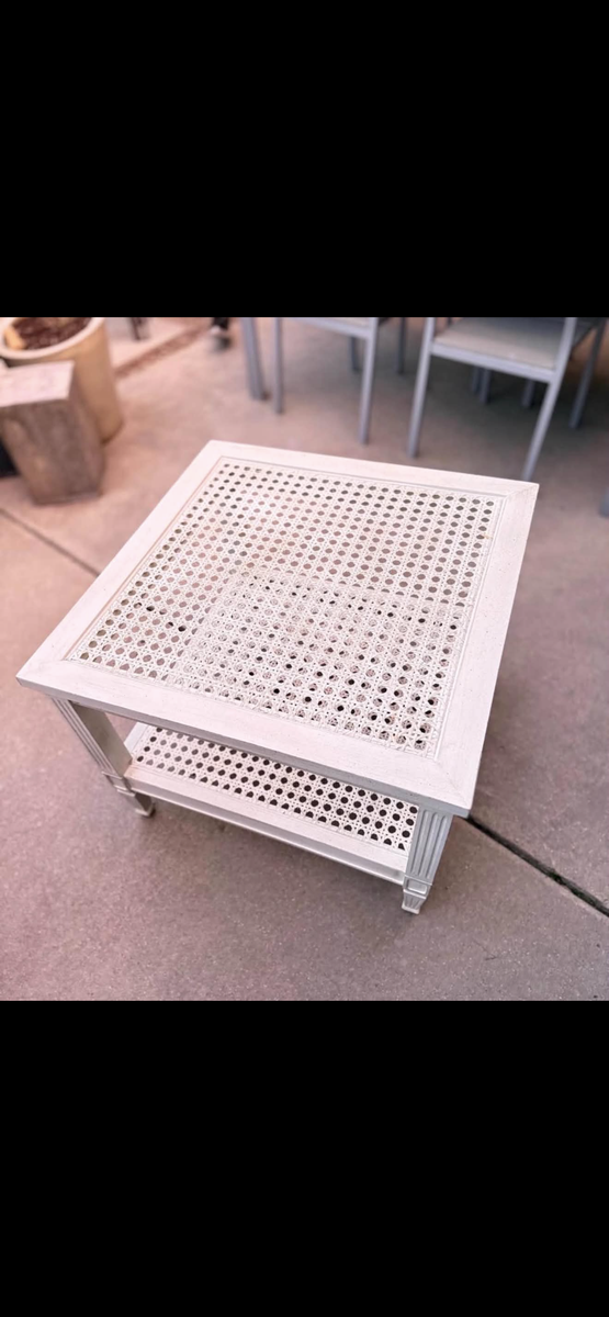 VINTAGE CANE FRENCH STYLE SIDE TABLE