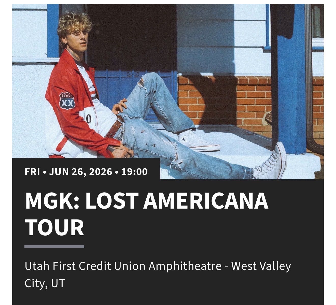 MGK: Lost Americana Tour - Utah First Credit Union Amphitheatre - General Admission Ticket
