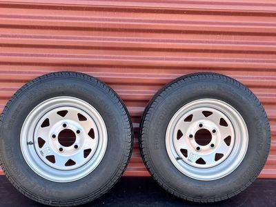 New Set of 2 ST 175/80 D 13 Trailer Tires with Rim