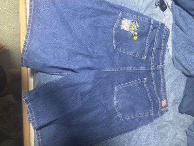 Empyre Blue Denim Shorts Size 40 Embroidered Back Pocket