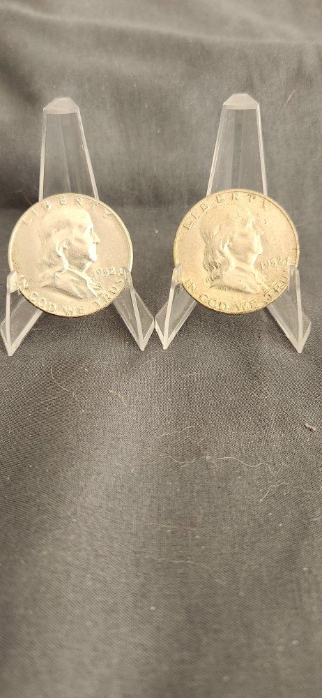 1952 & 1952 D Franklin Silver Half Dollar Coins - Set of 2