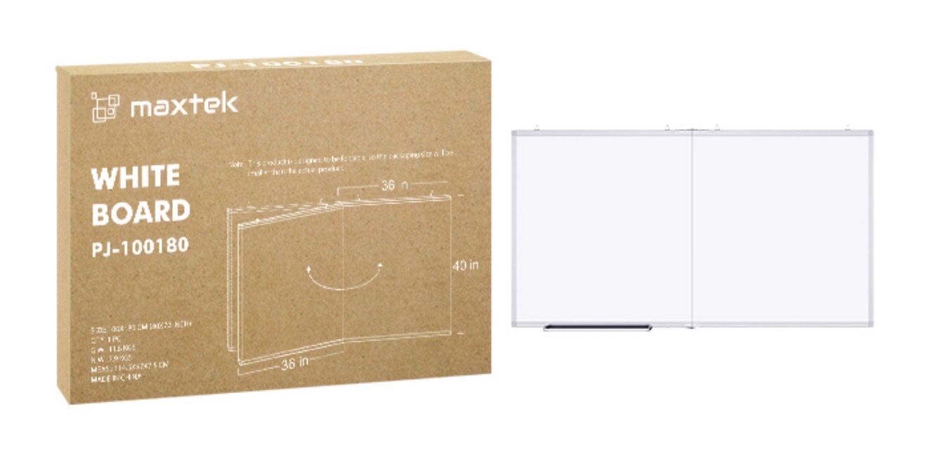 Maxtek PJ-100180 Whiteboard 36"x40" - Dry Erase Board for Office or Home