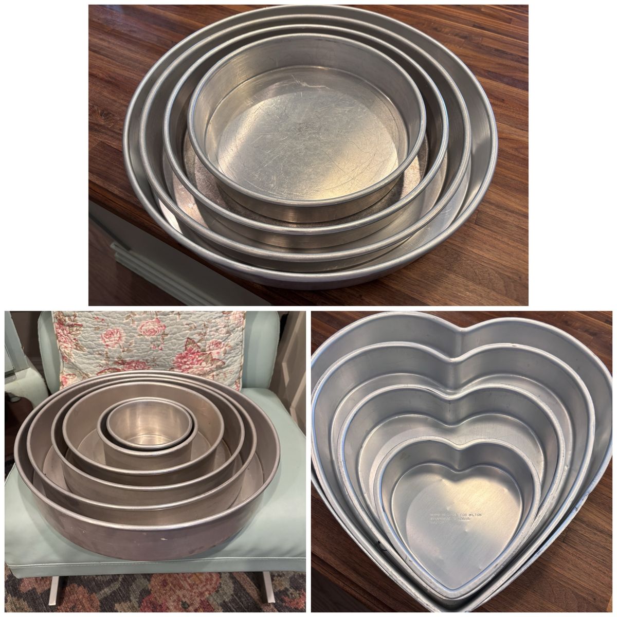 Cake Pan Sets. Rounds are 2” and 3” $35/set