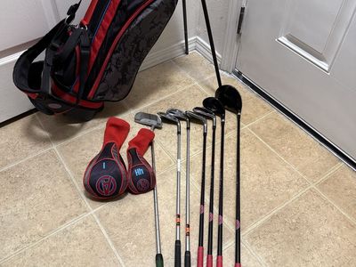 Youth Golf Club Set with Stand Bag - Red/Black, Complete Beginner's Set for Young Golfers