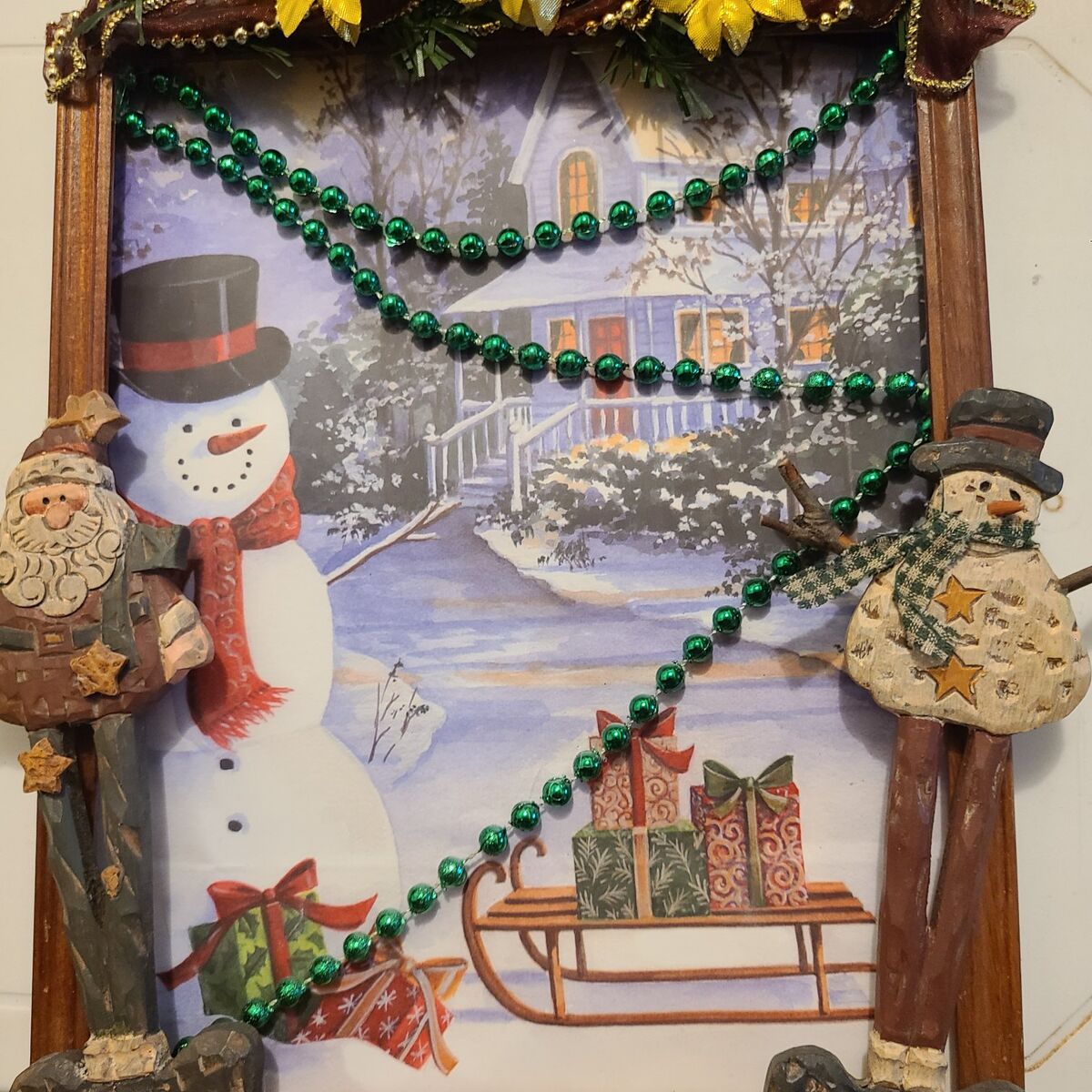 #2 Santa and Snowman Decoration 10.5 x 9
