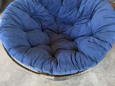 Navy/Royal Blue Velour Rattan Chair