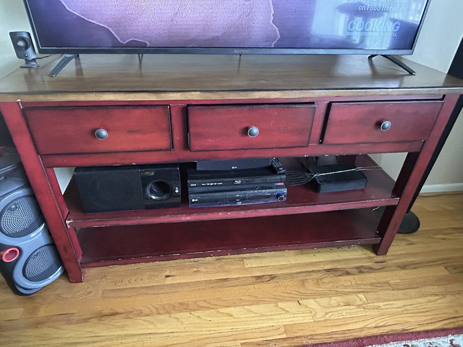 Vintage Kitchen Buffet Storage Shelf by WHALEN For Entryway or Large TV Stand 65x36x18