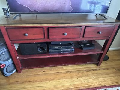 Vintage Kitchen Buffet Storage Shelf by WHALEN For Entryway or Large TV Stand 65x36x18