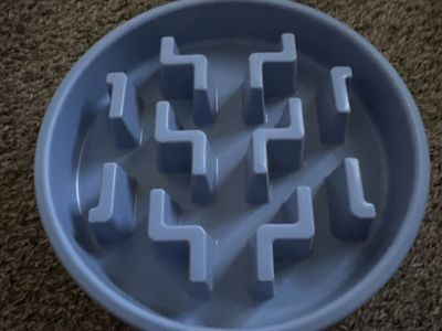 Outward Hound Blue Slow Feeder Dog Bowl Interactive Puzzle