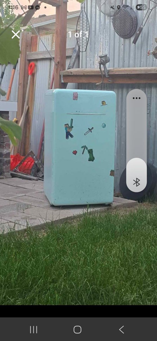 Vintage  Tall Mini Fridge/Freezer - Compact Refrigerator with Minecraft Stickers