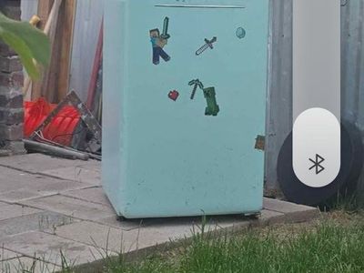 Vintage Tall Mini Fridge/Freezer - Compact Refrigerator with Minecraft Stickers