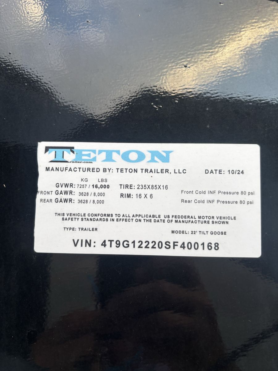 Teton Trailer 22' Tilt Goose Flatbed Trailer - 16,000 LB GVWRk